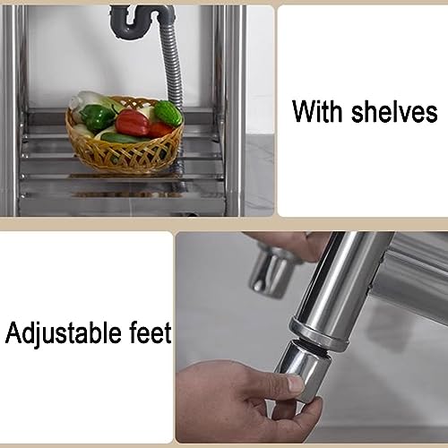 Free Standing Sink Stainless Steel Kitchen Sink Outdoor Utility Sinks Single Bowl Garden Sink with Cold and Hot Water Tap Catering Sink,Cold Water-1