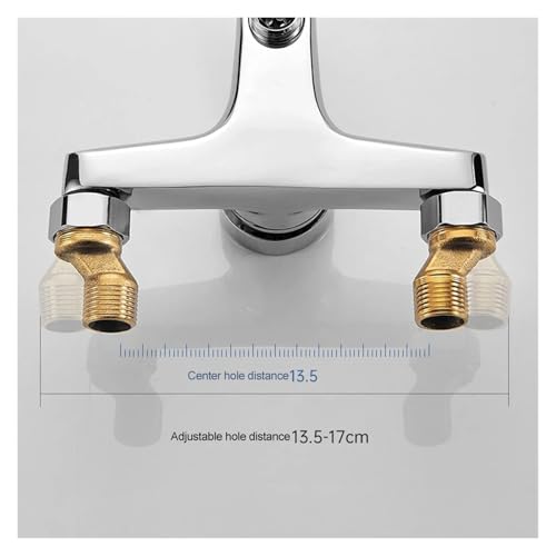 Zinc Alloy Basin Faucet Chrome Plated Wall Mounted Hot and Cold Water Double Spout Mixer Faucet Suitable for Bathroom Diverter Bathtub Shower Tray