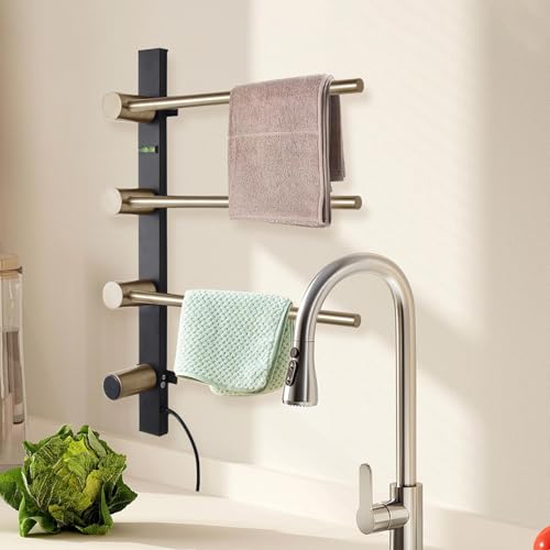 Bathroom Towel Rack, Space-Saving 3-Bar Towel Warmer, Warming Rod with Fast Heating for Hotels Swimming Centers Kitchens