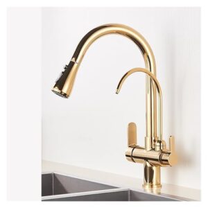 purifying kitchen faucet 360 degree rotating filter sink hot and cold water mixing faucet(gold)