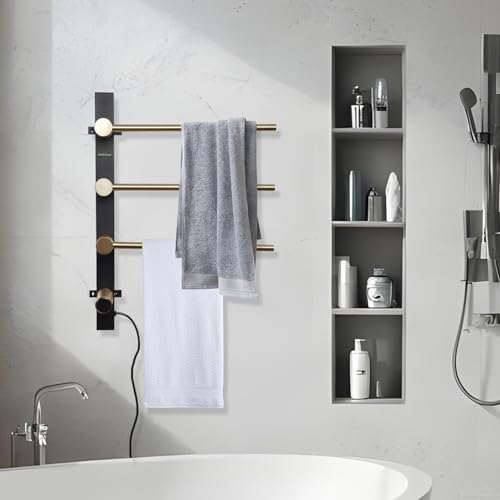 Heated Towel Rack, Space-Saving 3-Bar Towel Warmer, Warming Rod with Fast Heating for Hotels Swimming Centers Kitchens