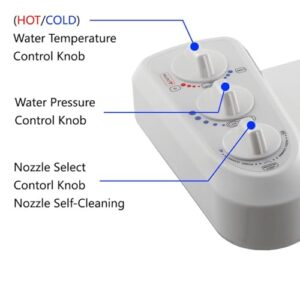 EOLTMESS Toilet Seat Bidet with Self Cleaning Dual Nozzle, Bidet Attachment for Toilet Seat Hot&Cold Dual Nozzle Cleaning with Feminine Wash & Rear Wash, Adjustable Pressure Switch(3/8)