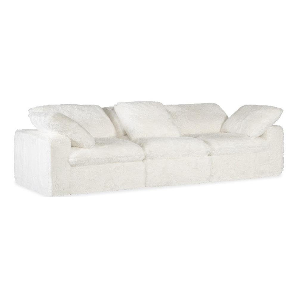 Barefoot Mega Plush 3-Seat Sofa in White Fabric by Hooker Furnishings