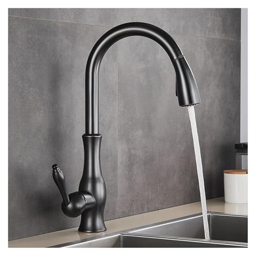 Pull Out Kitchen Sink Single Lever Water Mixing Faucet Crane 360 ​​Degree Rotating Mixer(Nickel)