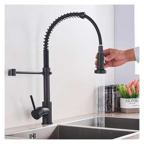 Pull Down Kitchen Faucet Chrome Dual Mode spout hot and Cold Water Mixer Crane Faucet Brass Spring Kitchen Sink Faucet(Nickel)