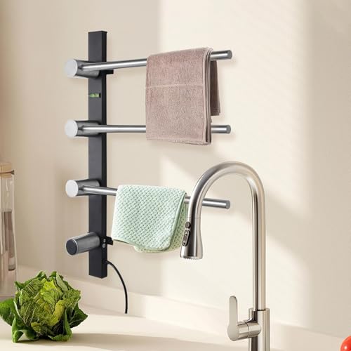 Bathroom Towel Warmer | Electric Wall Mounted Bathroom Towel Rack - Timing Function Electric Heated Towel Rack for Kitchen, Bathroom, Hotel, Apartment, and Gym