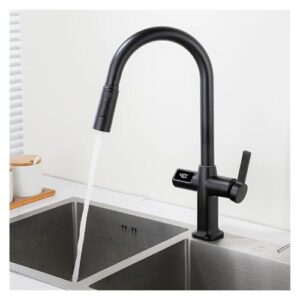 kitchen pull out digital display function swivel kitchen faucet(black)