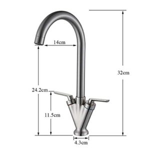 XYMSAF Bath Kitchen Sink Faucets Brushed Nickel Dual Handle Kitchen Basin Faucets Deck Mounted Hot & Cold Water Mixer Basin Sink Taps