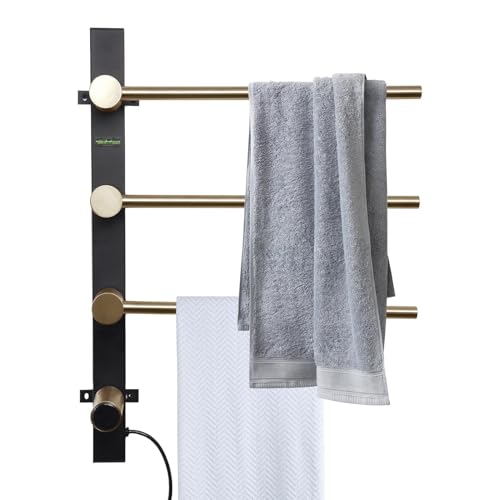 Bathroom Towel Rack, Space-Saving 3-Bar Towel Warmer, Warming Rod with Fast Heating for Hotels Swimming Centers Kitchens