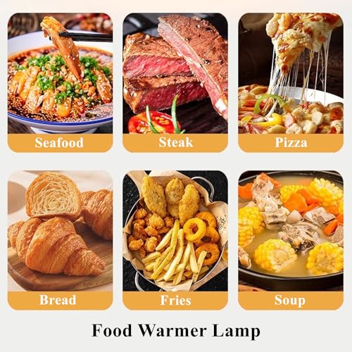 WTTTTW Heat Lamp for Food,500W Commercial Food Warmer Warming Light, Adjustable 2-Head Stainless Free-Standing Catering Food Heating Lamp for Kitchen Cafeteria Restaurant Buffet,Gold