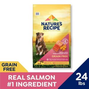 Grain Free Salmon, Sweet Potato & Pumpkin Recipe, Dry Dog Food, 24 Lb, No Artificial Flavors, Colors, Or Preservatives