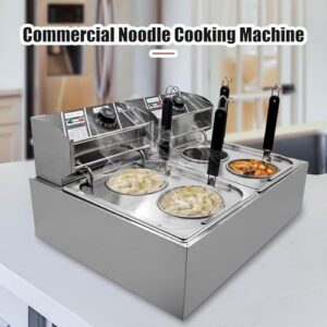 Noodle Cooking Machine - Commercial 110V Noodle Cooker with Four Baskets,Temperature Adjustable Boiler for Vegetables, Spaghetti, Dumplings, Soup, Fried Snacks