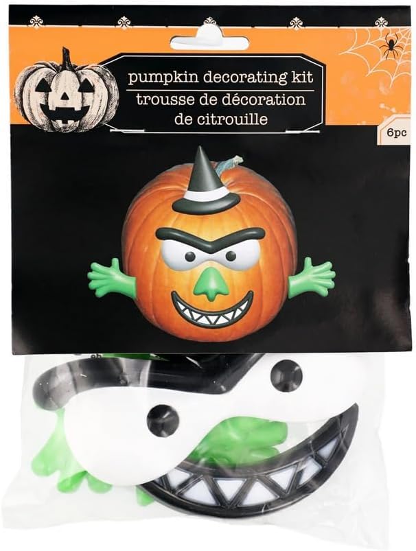 Halloween Plastic Push in Pumpkin Decorating Kits No Carving Kits 1 Set 4 Packs Halloween Pumpkin Faces Push in