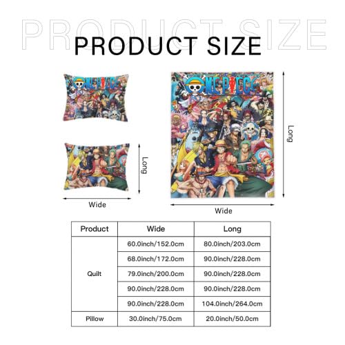 OUYTXBS Anime Cartoon Bed Duvet Cover Anime Cartoon Bedding Sets 3D Lightweight 3 Piece Comforter Sets, 1 Duvet Cover and 2 Pillow Shams for Kids Girl Boys (Full)