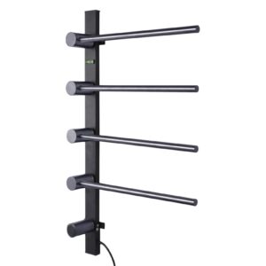 Towel Warmer Rack | 4-Bar Electric Towel Warmer Racks Wall Mounted - Stainless Steel Temperature Adjustable Waterproof Drying Rack with Built-in Timer for Kitchen, Bathroom