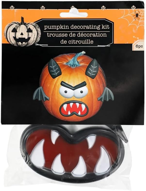 Halloween Plastic Push in Pumpkin Decorating Kits No Carving Kits 1 Set 4 Packs Halloween Pumpkin Faces Push in