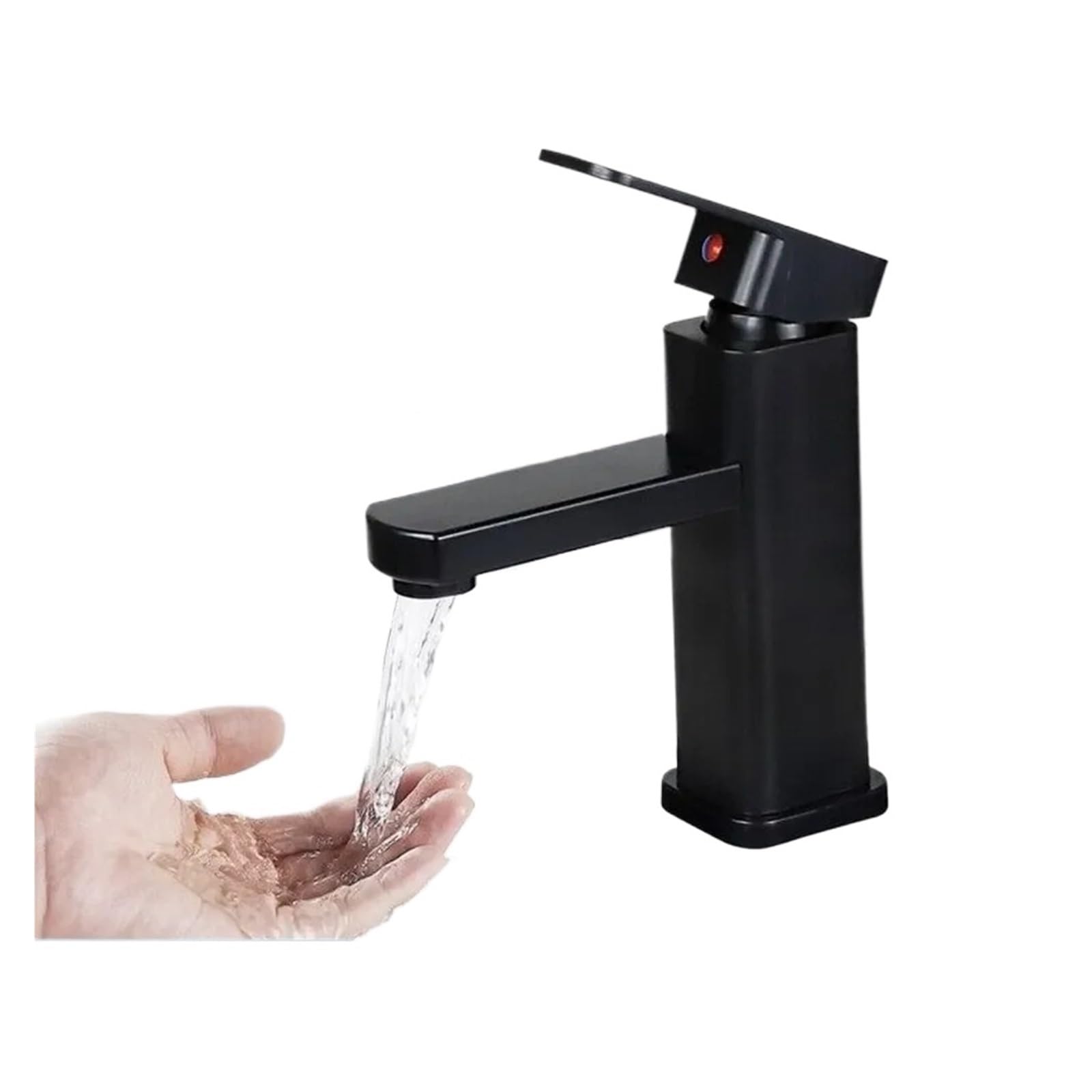 Bathroom Faucet hot and Cold Mixer tap countertop Mounted Bathroom Basin Faucet Black Square washbasin Sink Bathtub Faucet