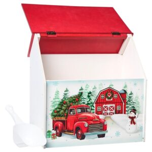 The Lakeside Collection Sidewalk Salt Box with Scoop - Red Truck