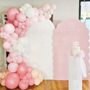 Boho Soft Pink Balloon Arch Garand Kit 153pcs 18/10/5 Inch Retro Pink Macaroon Orange Light White Latex Balloon for Baby Shower Bridal Wedding Girl Birthday Anniversary Gender Reveal Party Decorations