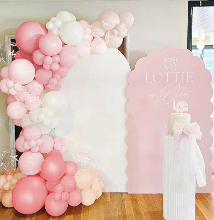 Boho Soft Pink Balloon Arch Garand Kit 153pcs 18/10/5 Inch Retro Pink Macaroon Orange Light White Latex Balloon for Baby Shower Bridal Wedding Girl Birthday Anniversary Gender Reveal Party Decorations