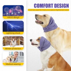 Dog Ear Muffs Noise Canceling Dog Ear Cover, Calming Dog Ear Warp for Anxiety Relief, Dog Ear Muffs Noise Protection for Thunder Firework Lightning, Breathable Dog Head Wrap Dog Calming Hoodie, L