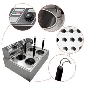 Noodle Cooking Machine - Commercial 110V Noodle Cooker with Four Baskets,Temperature Adjustable Boiler for Vegetables, Spaghetti, Dumplings, Soup, Fried Snacks