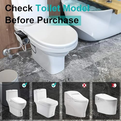 EOLTMESS Bidet Attachment for Toilet, Spa Bidet Toilet Seat Attachment Non-Electric Ultra-Slim Push-Button Bidet with Self-Cleaning Dual Nozzle (Frontal & Rear Wash)(9/16)