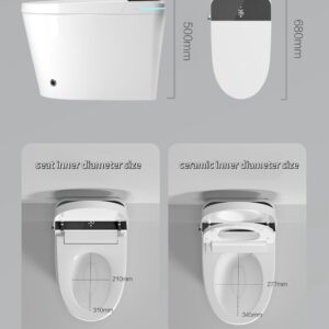 SouNor 12"Rough-in Tankless Smart Toilet with Blue Light Strip,LED Display Warm Air Drying, Heated Bidet Seat,Foot Sensor Flush,Wireless Remote Control,Warm Water Wash,Self-cleaning,Ceramic,White.