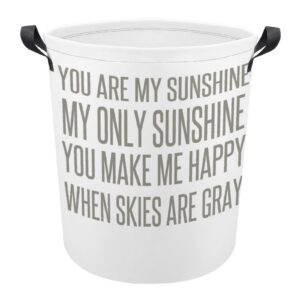 you are my sunshine vintage laundry basket large round canvas laundry hamper with handles foldable storage bin for dirty clothes hamper bedroom bathroom