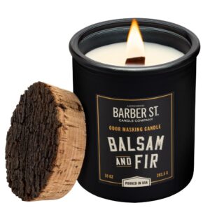 zippo barber street odor masking candle - wooden wick balsam & fir