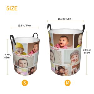 Custom Laundry Basket,Personalized Laundry Hamper With Photo Name Text,Customized Dirty Clothes Storage With Handle,Collapsible Storage Basket For Bathroom Living Room Bedroom