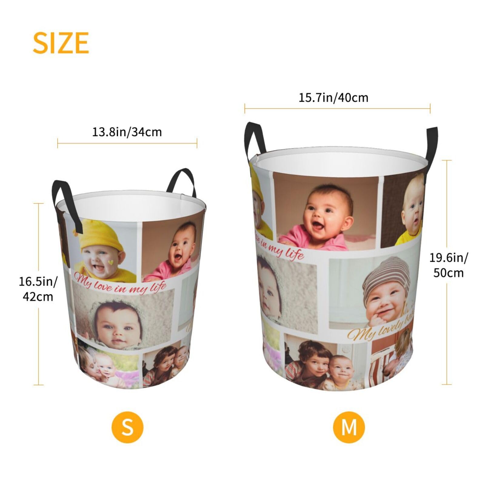 Custom Laundry Basket,Personalized Laundry Hamper With Photo Name Text,Customized Dirty Clothes Storage With Handle,Collapsible Storage Basket For Bathroom Living Room Bedroom