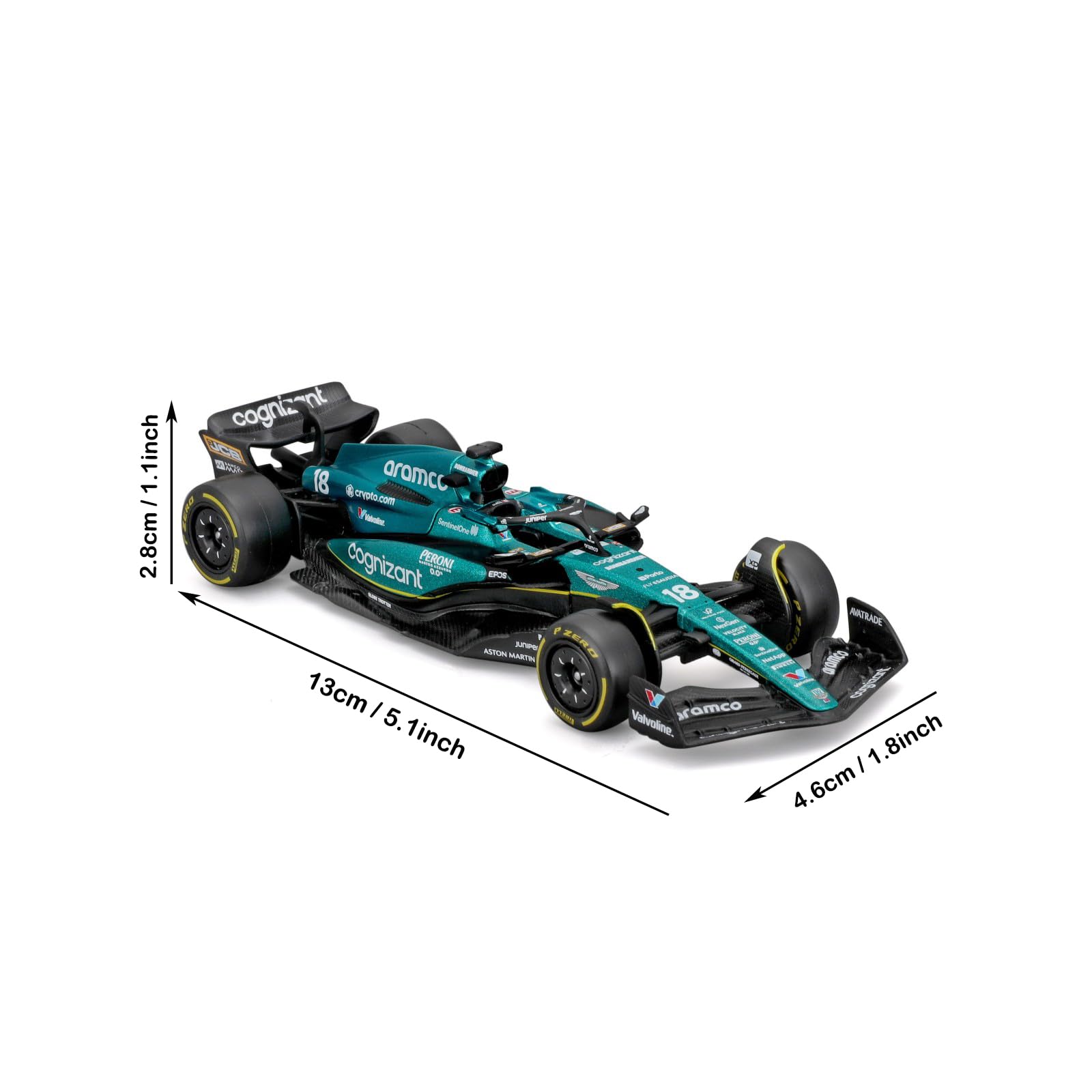 HTLNUZD Bburag 2023 1/43 New F1 Team AMR23#18 Stroll Formula One for Aston Martin 1:43 AM23#18 Alloy F1 Adult Model Car DieCast Collectible