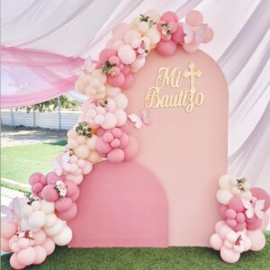 Boho Soft Pink Balloon Arch Garand Kit 153pcs 18/10/5 Inch Retro Pink Macaroon Orange Light White Latex Balloon for Baby Shower Bridal Wedding Girl Birthday Anniversary Gender Reveal Party Decorations