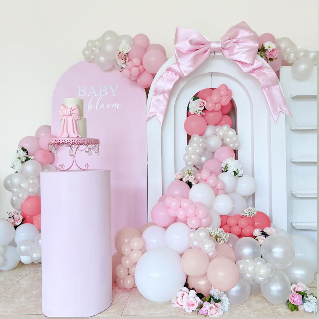 Boho Soft Pink Balloon Arch Garand Kit 153pcs 18/10/5 Inch Retro Pink Macaroon Orange Light White Latex Balloon for Baby Shower Bridal Wedding Girl Birthday Anniversary Gender Reveal Party Decorations