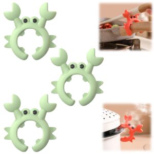 2024 new silicone crab spoon holder,crab shaped silicone spatula rack,crab holder spoon,anti scalding kitchen gadget,crab utensil holder,silicone spoon rest clip,utensil holder for pot (3, green)