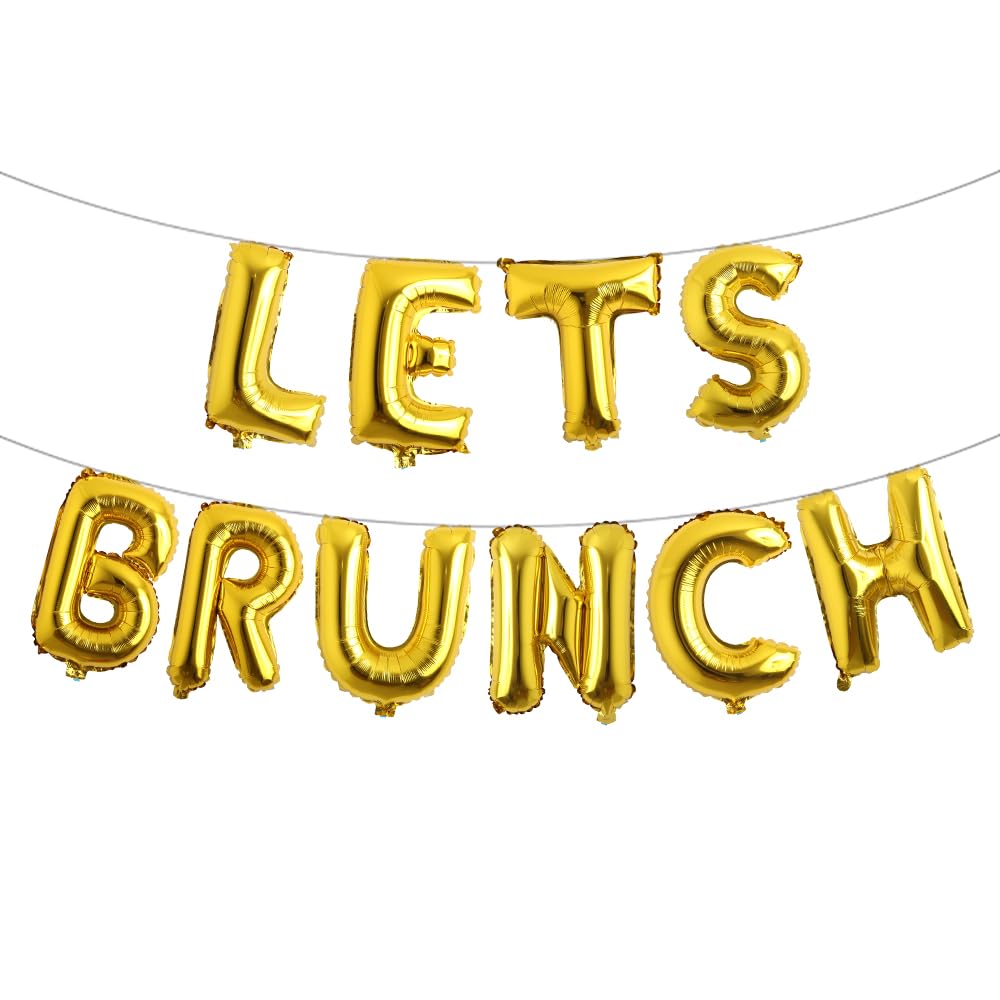 Lets Brunch Decoration Brunch and Bubbly Bridal Shower Decoration Lets Brunch Sign Banner Floral Bridal Shower Decoration (LETS BRUNCH Gold)