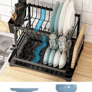 Dish Drying Rack, Removable Large Capacity Dish Drain Storage Rack, Stainless Steel Large Capacity Dish Drain Rack, Stainless Steel Drying Rack for Kitchen(White)