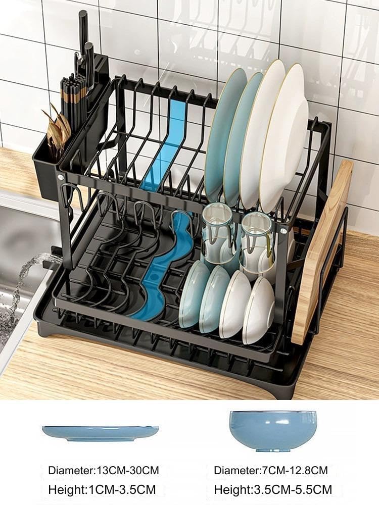 Dish Drying Rack, Removable Large Capacity Dish Drain Storage Rack, Stainless Steel Large Capacity Dish Drain Rack, Stainless Steel Drying Rack for Kitchen(White)