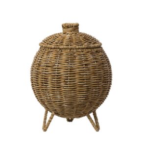 itkcozcg tabletop hand woven storage container with lid flower basket plastics sundries holder for workspaces and bedrooms