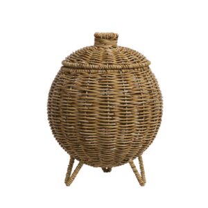 Itkcozcg Tabletop Hand Woven Storage Container with Lid Flower Basket Plastics Sundries Holder for Workspaces and Bedrooms