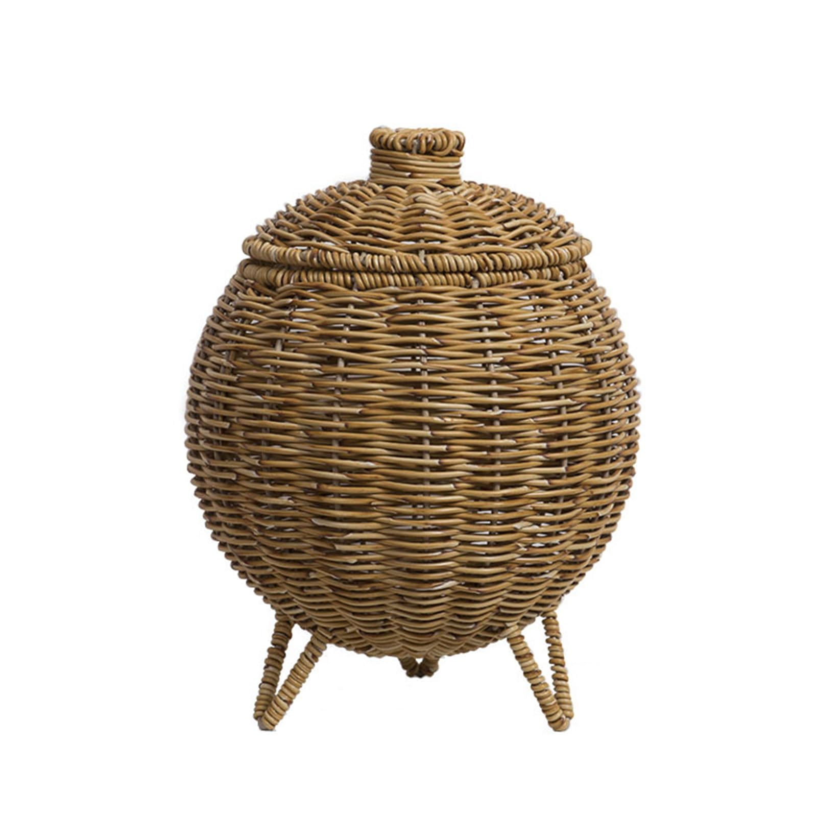 Itkcozcg Tabletop Hand Woven Storage Container with Lid Flower Basket Plastics Sundries Holder for Workspaces and Bedrooms