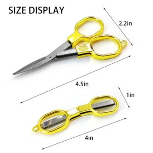 Folding Scissors,2 PCS Safe Portable Travel Mini Scissors,Stainless Steel Retractable Small Scissors for Home Office,Miniature Craft Scissors for Outdoor,Home,Office Use (silvery 2pcs)