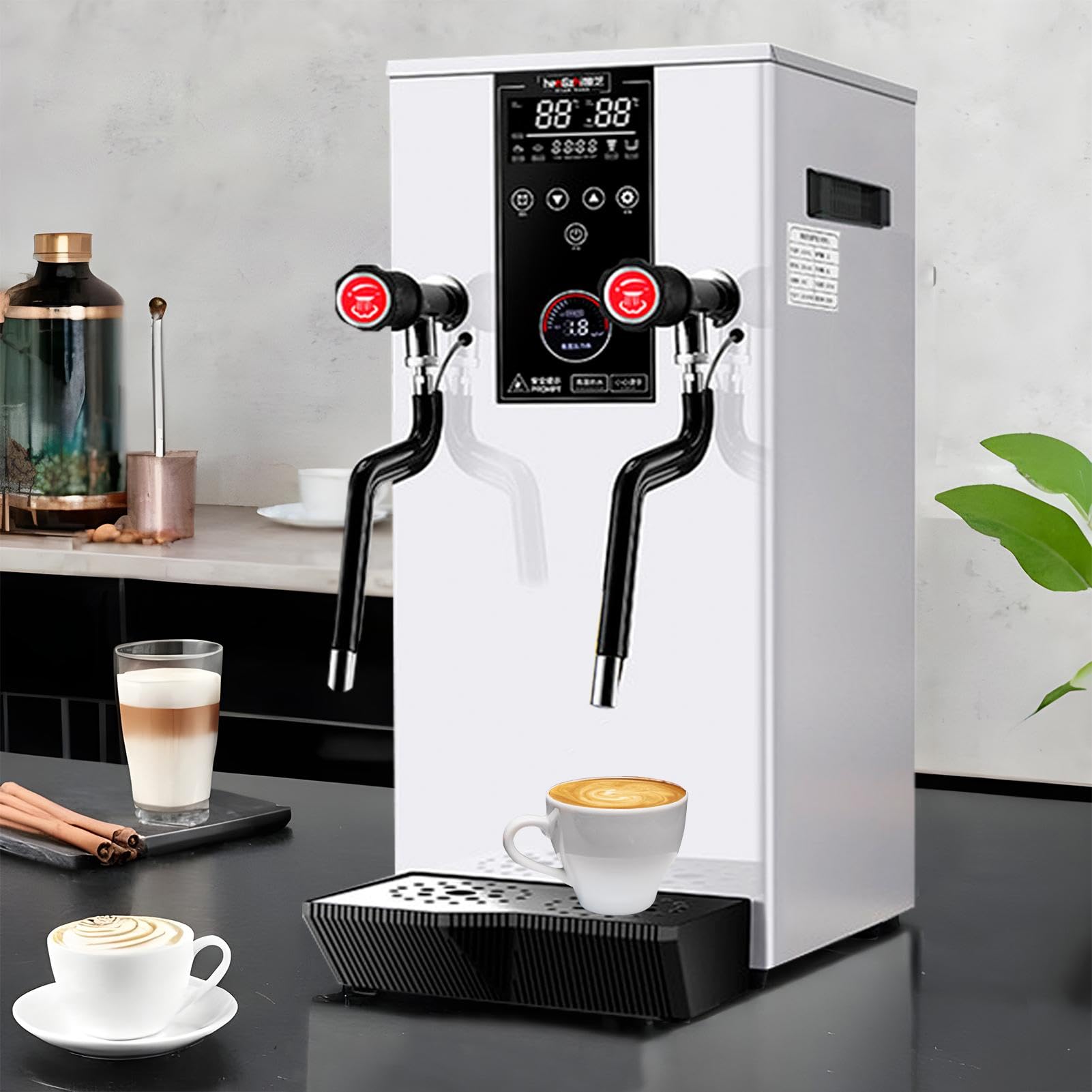 Electric Milk Frother,12L Steam Boiling Water Frothing Machine | 110 V Milk Foamer, Steam Milk Frothing Machine for Espresso Coffee Tea Coffee Shop Dessert Shop