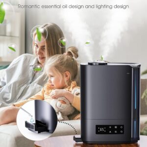 Humidifiers for Bedroom, 6L Top Fill Cool Mist Humidifiers for Large Room for Plants,TABYIK Air humidifier with Humidistat and Timer, with Essential Oil Diffuser Quiet for Home Black