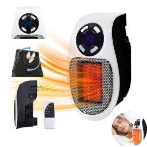 portable heaters, cordless battery powered heater, portable heaters for indoor use, 500 watt heater, remote heater with thermostat, overheat protection, led display(1pcs)