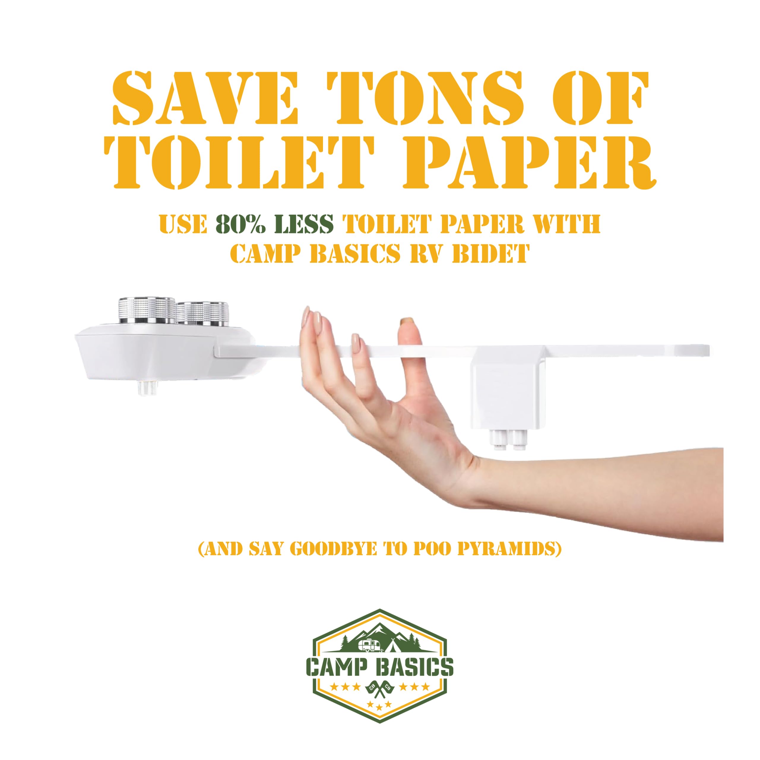 Camp Basics RV Bidet Made to Fit Your RV and Camper Trailer | Easy to Install and Self Cleaning | Non Electric | Upgrade Your RV