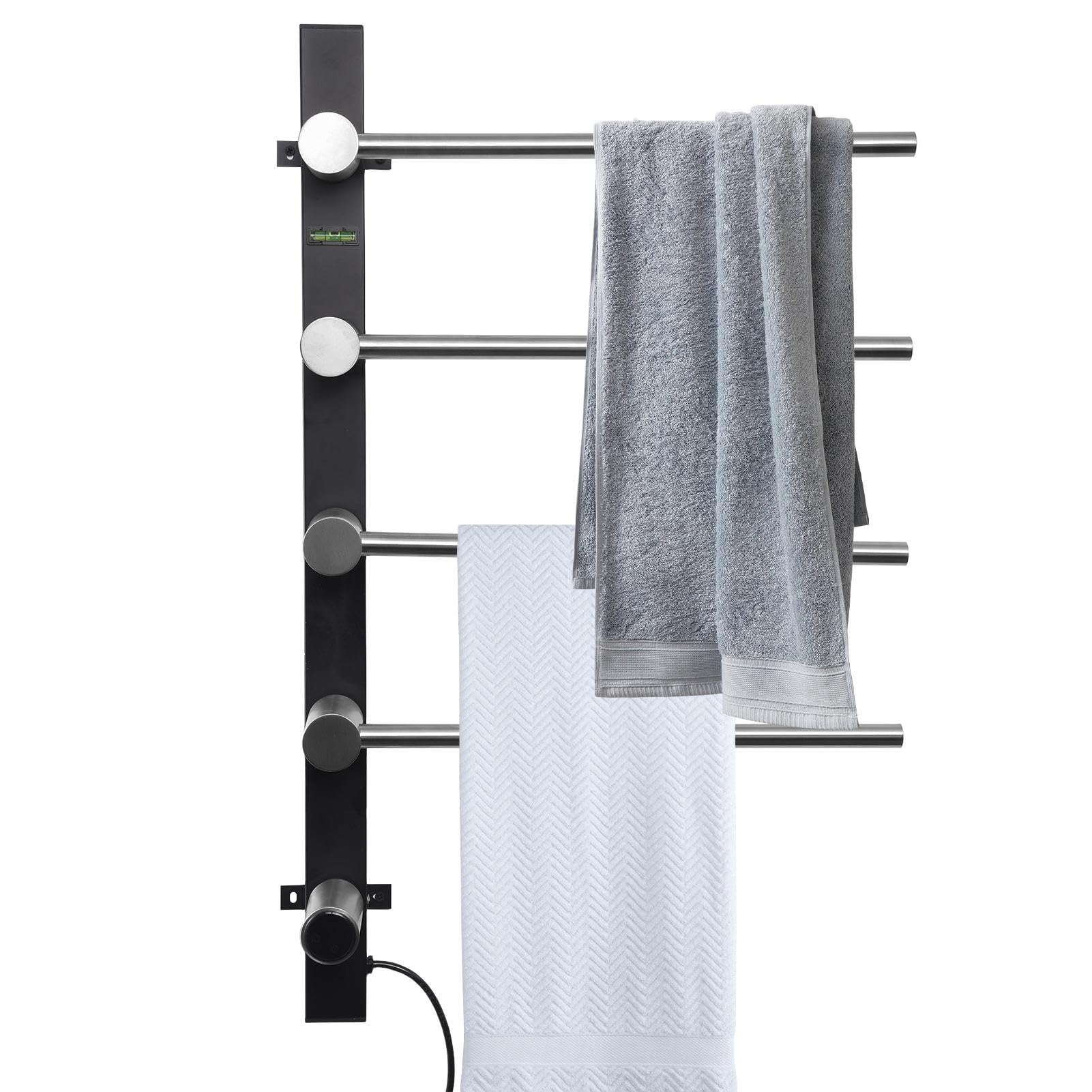 Wall Heated Towel Rack - Wall Mounted Electric Towel Rack for Bathroom | Temperature Control Heating Electric Drying Rack for Bathroom, Hotel, Apartment, Gym, and Kitchen