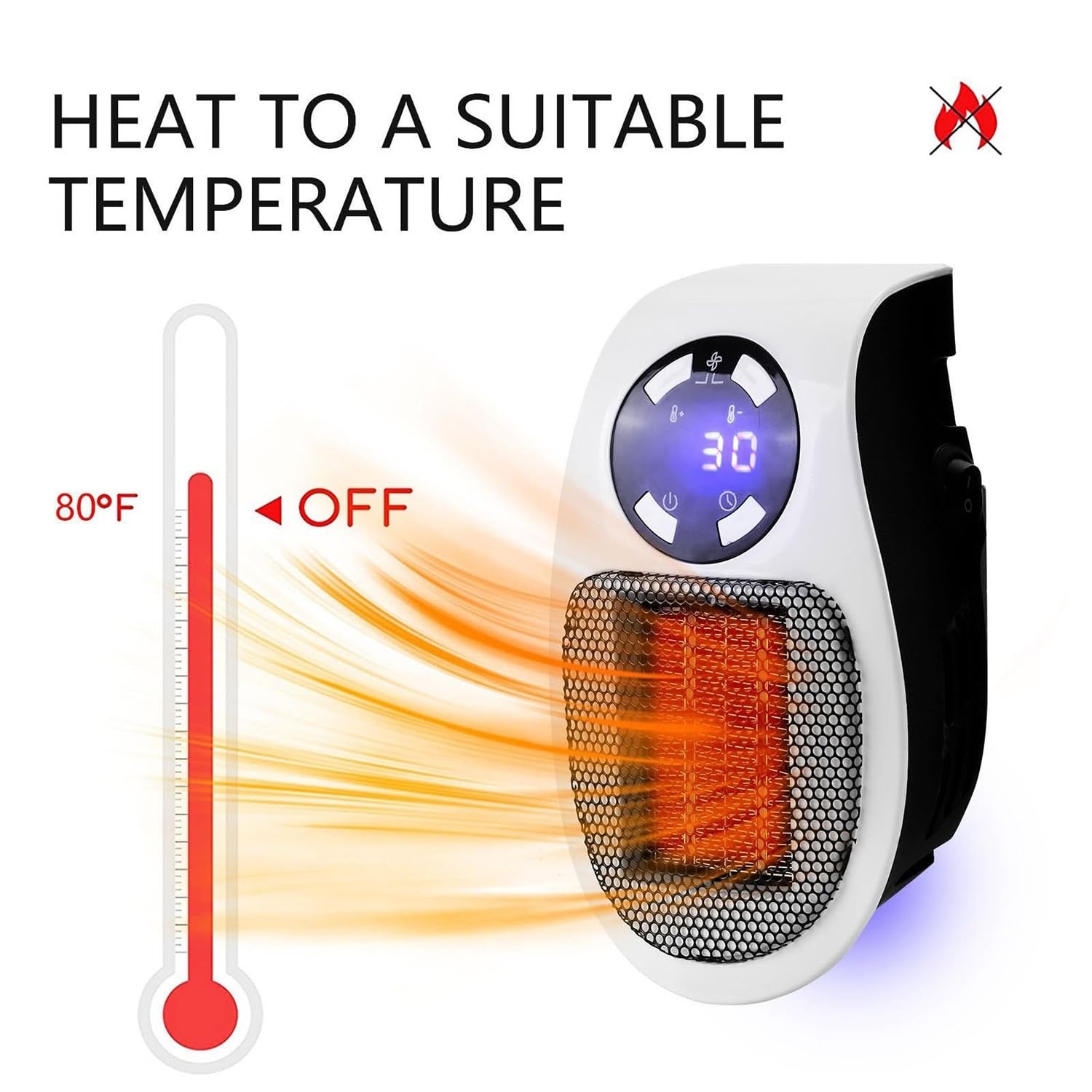 Portable Heaters, Cordless Battery Powered Heater, Portable Heaters for Indoor Use, 500 Watt Heater, Remote Heater with Thermostat, Overheat Protection, LED Display(1Pcs)