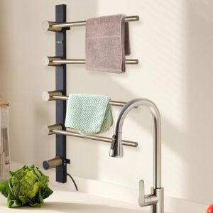 Towel Warmer Rack - Stainless Steel Towel Warmer,4-Bar Bathroom Towel Heater, Electric Heated Towel Racks for Kitchen/Apartment/Hotel